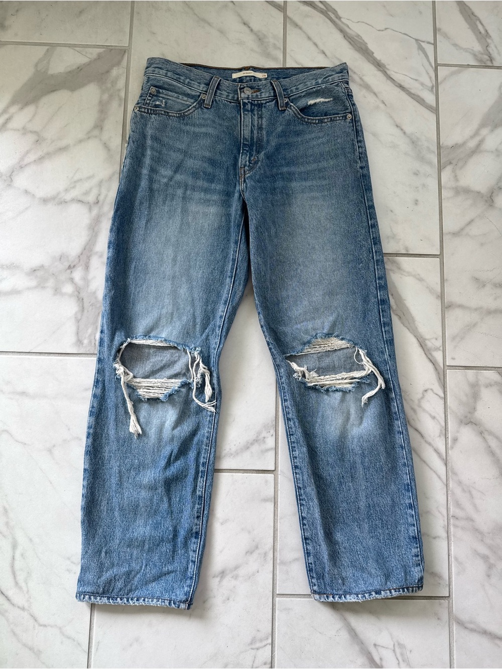 Levi's Light Blue Straight Leg Ripped Jeans